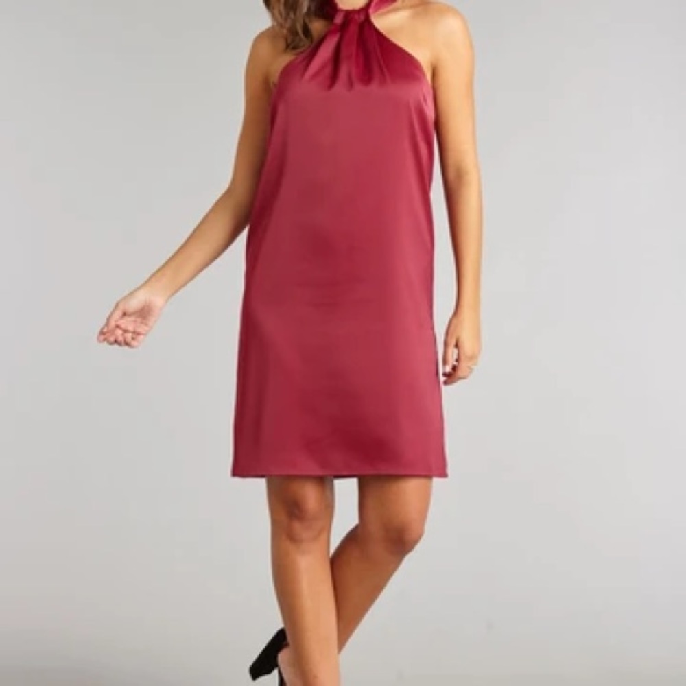 Lauren James Luna Halter Dress (Merlot)